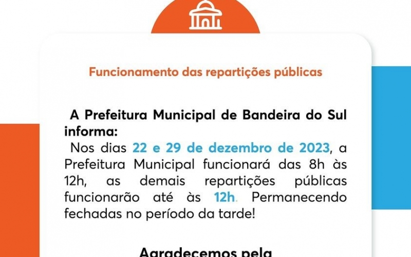 A Prefeitura Municipal de Bandeira do Sul informa: