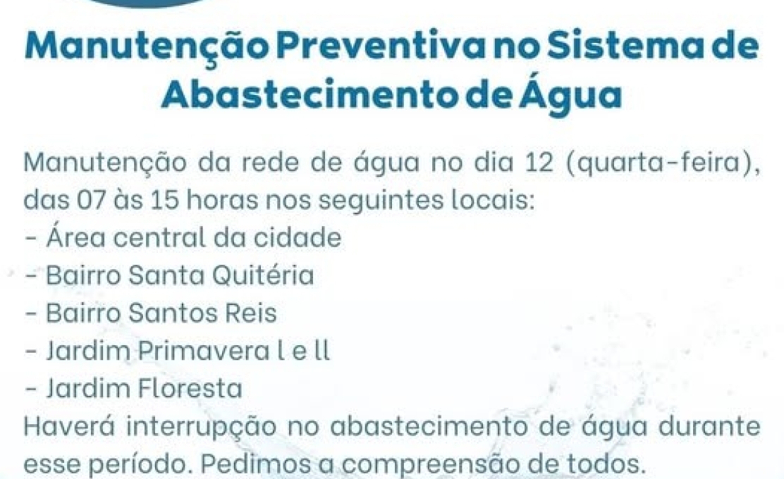 Manutenção Preventiva no Sistema de Abastecimento de Água