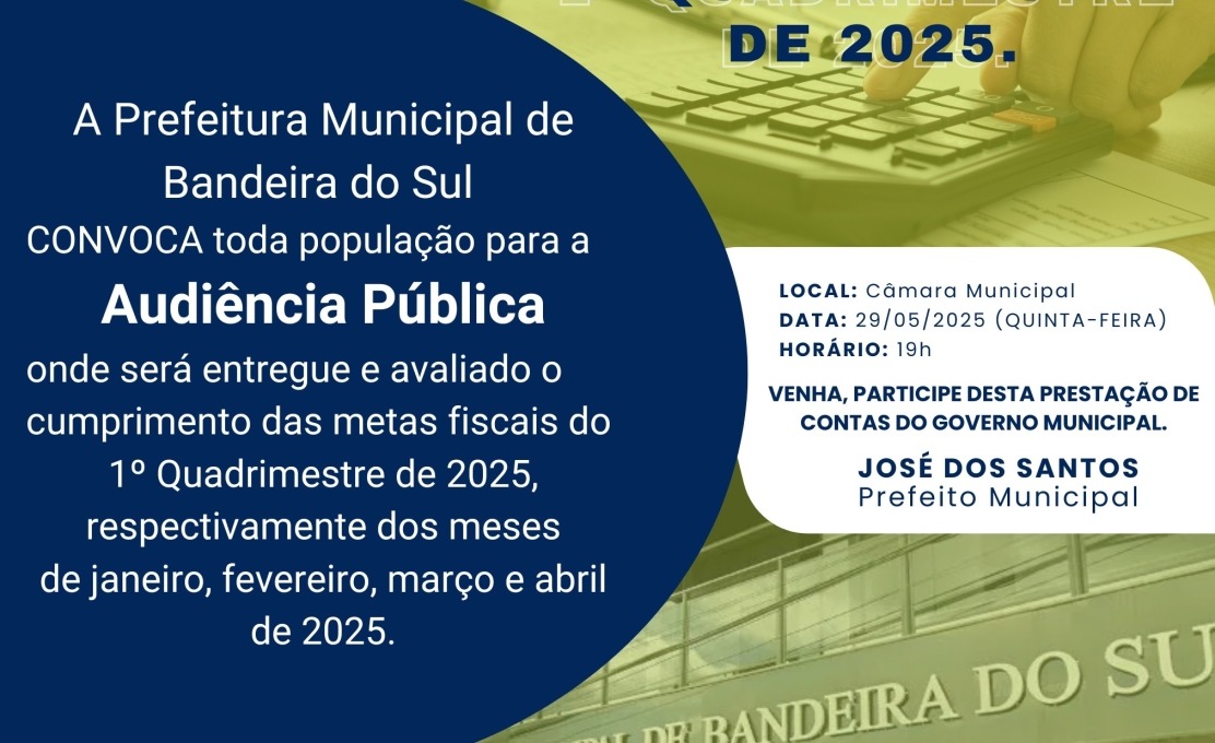  AUDIÊNCIA PÚBLICA – PRESTAÇÃO DE CONTAS DO 1º QUADRIMESTRE DE 2025