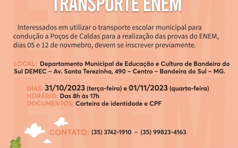  CADASTRO - TRANSPORTE ENEM!!