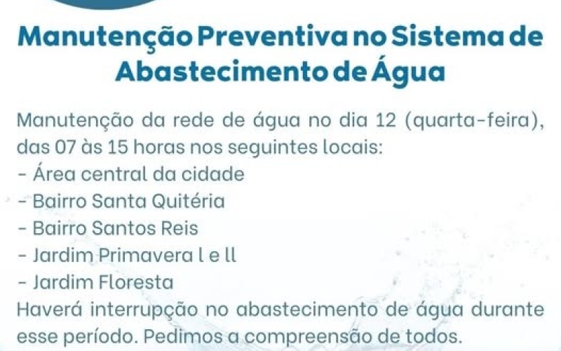 Manutenção Preventiva no Sistema de Abastecimento de Água