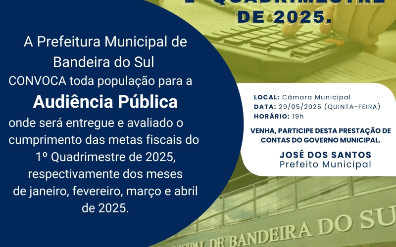  AUDIÊNCIA PÚBLICA – PRESTAÇÃO DE CONTAS DO 1º QUADRIMESTRE DE 2025