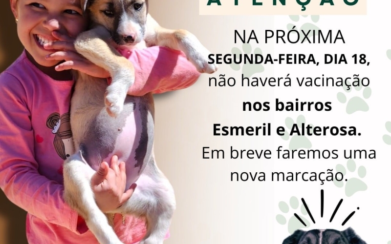 Vacinação antirrábica nos bairros Esmeril e Alterosa